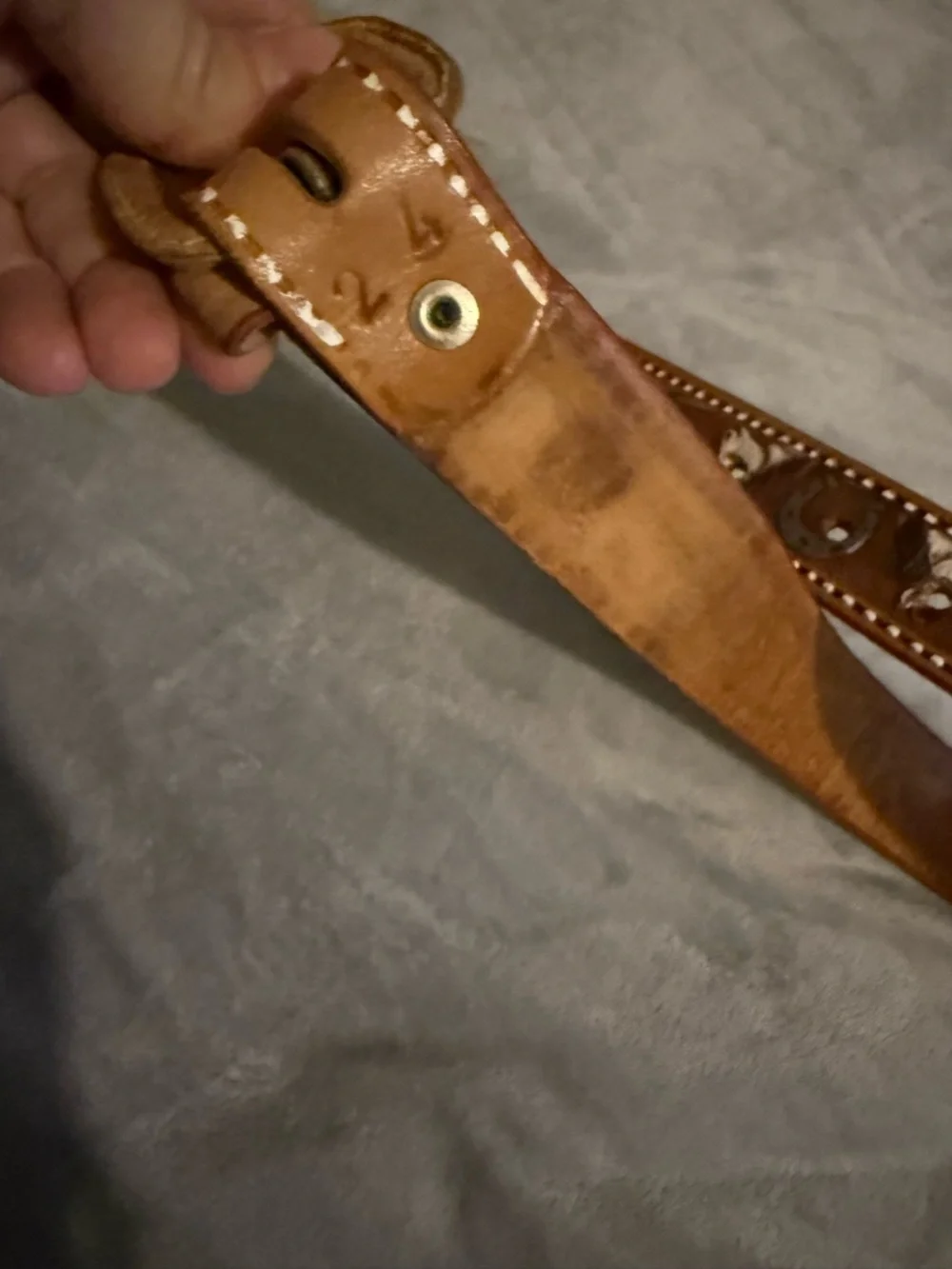 Kids Tan Leather Western-Inspired Studded Belt